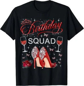 Birthday squad Butterflies High Heels Diva Squad Girls Women T-Shirt Hoodie - Picture 1 of 13