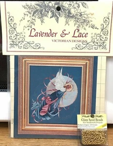 Lavender & Lace Victorian Cross Stitch Chart Blue Moon Angel Mill Hill Beads New - Picture 1 of 3