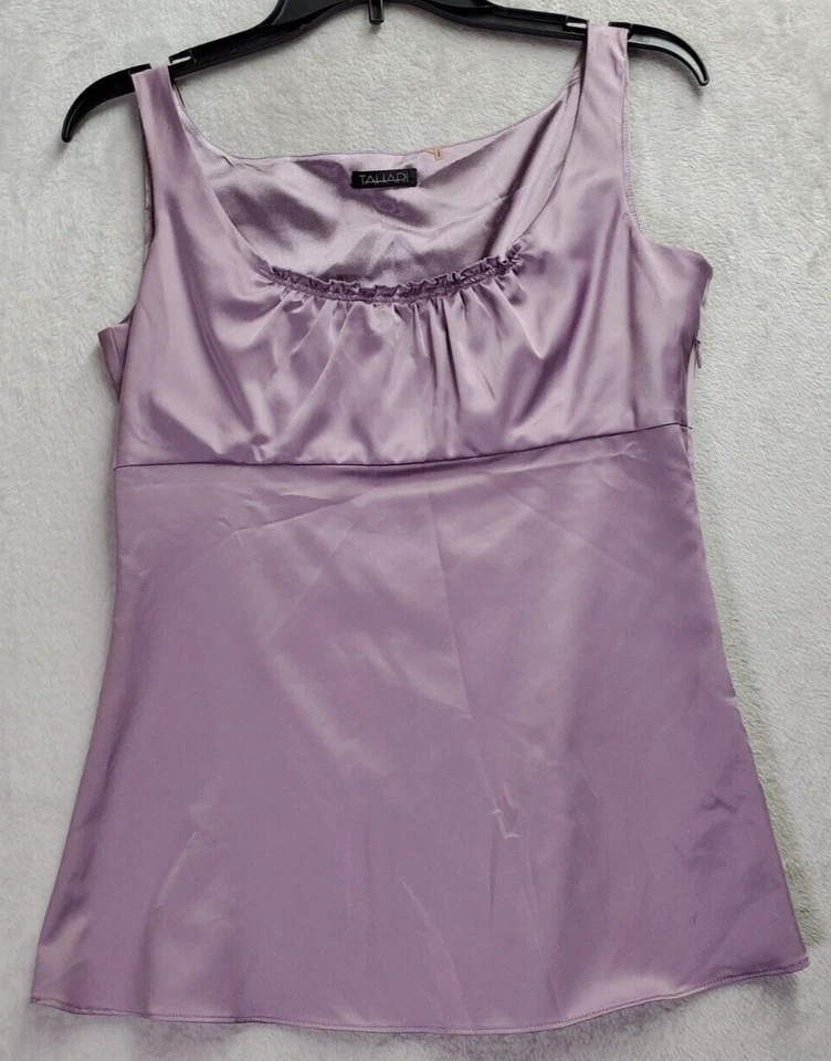 Camiseta sin mangas Tahari para mujer talla XS púrpura poliéster sin mangas cuello redondo cremallera lateral Foto 1 de 4