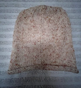 J.Crew Women's Marled Ivory Rolled-Edge Winter Beanie Hat One Size AE652 New - Picture 1 of 5