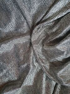 1.70m tissu jersey lycra Chic Brillant Argent/ Noir Bi Extensible 