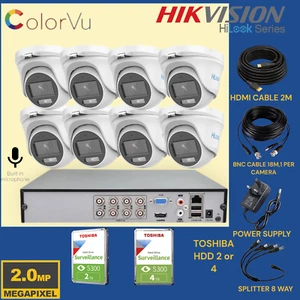 HiLook by Hikvision 8-Kanal DVR CCTV-Kit 2 MP ColorVu Kameras Audio optional HDD - Bild 1 von 32