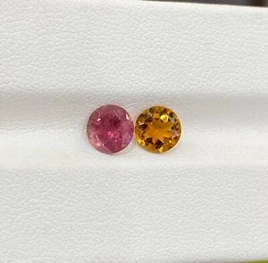 1.66 ct Best Grade / Natural Tourmaline - 6 mm Round Fancy Pair - Video !! - Picture 1 of 2
