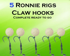 5 piattaforme Ronnie pronte legate / impianti di spinner GANCI STILE ARTIGLIO Korda pesca alla carpa - Foto 1 di 8