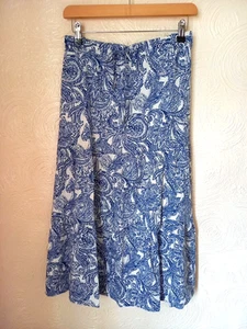 Jones New York Women's Linen Rich Tiered Midi Skirt XL Blue White Paisley - Picture 1 of 6