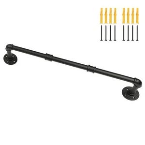 Industrial Pipe Clothing Rack, 30'' Wall Mounted Clothes Garment Rack , Black... - Picture 1 of 7