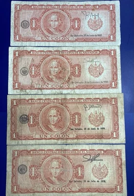 El Salvador 4 billetes de 1 colón 1978/79/80/82 Foto 1 de 4