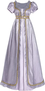 CR ROLECOS Vestido Regencia Mujer Disfraz Regencia Champagne Oro Imperio Victoriano - Imagen 1 de 12