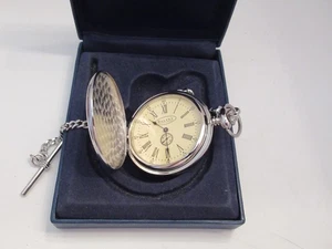 NIB ~ Dalvey Pocket Watch  SCOTLAND Stainless Steel Engraved Dial - Picture 1 of 4