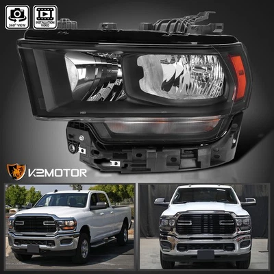 Left Driver Side Headlight Fits 2019-2024 Dodge Ram 2500 3500 Black Lamp 19-24 Foto 1 de 4