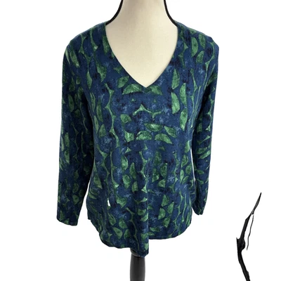Suéter Chico's Mujer M Azul Verde Estampado Abstracto Manga Larga Cuello en V Informal Foto 1 de 4
