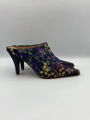 Mules florales de mezclilla MARTINEZ VALERO talla 6,5 Foto 1 de 4