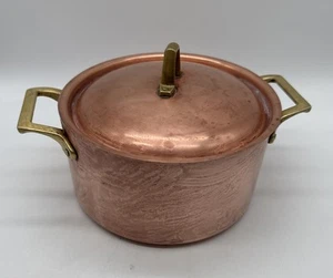 Vtg Revere Ware Limited Edition Copper Brass Handle Stock Pot W/Lid 7.25” Patina - Picture 1 of 11