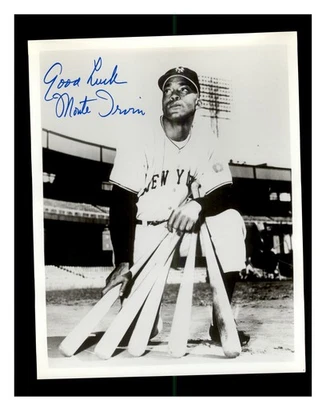 SIGNED MONTE IRVIN "GOOD LUCK" 8X10 PHOTO AUTOGRAPH NEW YORK GIANTS - Image 1 of 2