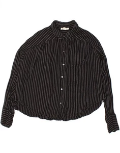 BILLABONG Womens Oversized Shirt UK 14 Medium Black Striped Cotton ZY10 - Picture 1 of 3