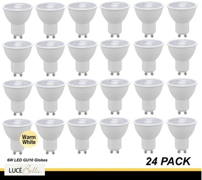 24 x 6W 240V LED GU10 Downlight Globes Bulbs Lamps 3000K Warm White 420Lm - 36D - Image 1 of 4