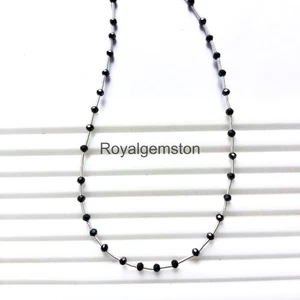 Black Tourmaline Bead Necklace, Smooth Round Beads 4mm, 6mm, 8mm Necklace - Picture 1 of 4
