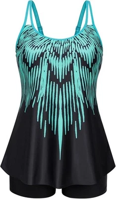 Hanna Nikole Women Plus Size Tankini V Neck Tummy Control Swimwear with Shorts - Image 1 of 4