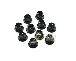 10x Brass Insert USA Size 1/4" Large Jazz J Bass Knobs MXR Style Knob Black - Picture 1 of 2