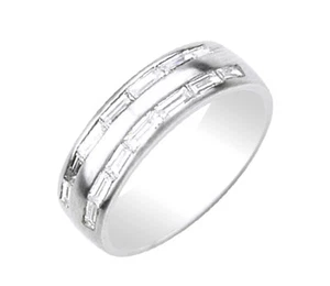 Echter Herrenring mit Diamanten im Baguetteschliff 14 Karat Weißgold 1,12 Karat - Bild 1 von 1
