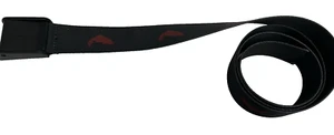 Simms Nylon Web Fishing 1 1/2" wide Wading Belt Black Red Fish Buckle Mens 44" - Picture 1 of 4