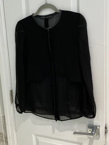 Blusa para mujer Zara de cuero transparente de manga larga con botones talla pequeña - Imagen 1 de 12