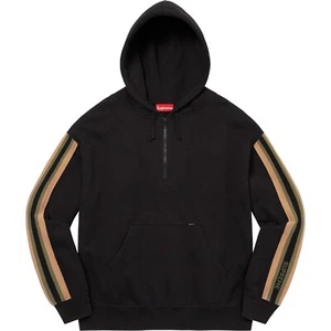 Supreme Sleeve Stripe Half Zip Hooded Sweatshirt Black Hoodie SS23 Logo Size XXL - Picture 1 of 4