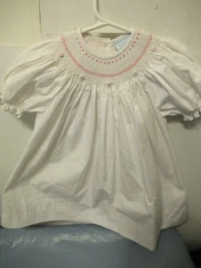 P43 Girls size 12 Month White Hand Smocked Remember Nguyen Dress - Picture 1 of 7