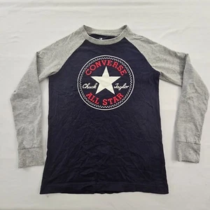 Converse All-Star Chuck Taylor Blue Long Sleeve Colorblock Cotton TShirt Youth M - Picture 1 of 8