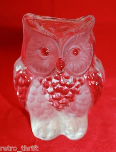 Mid Century Mod Viking Clear Glass Handmade Owl Figure Figurine Paperweight (A) - Picture 1 of 12