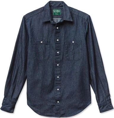 Gitman Vintage $220 NWT Blue 8oz Dark Denim Work Shirt 100% Cotton Twill M FW24 - Image 1 of 4