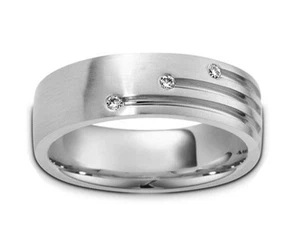 Alianza de boda de diamantes de corte redondo de 0,20 quilates para hombre 18 quilates color G claridad SI-1 - Imagen 1 de 3