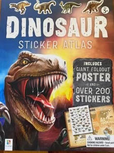 Dinosaur STICKER ATLAS - Sticker and Activity book - Giant Poster -FREE POST new - Picture 1 of 3