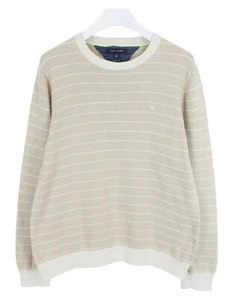 Tommy Hilfiger Cotton / Linen Pullover Men XL Crew Neck Striped Beige - Picture 1 of 9