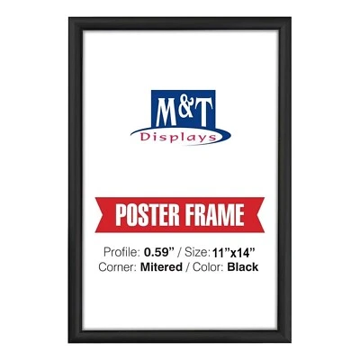 Snap Poster Frame 0.59" Aluminum Front Loading Wall Mounting 11x14" Black - Image 1 of 4
