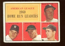 1961 Topps Baseball Card #44 Mickey Mantle & Roger Maris New York Yankees Leader