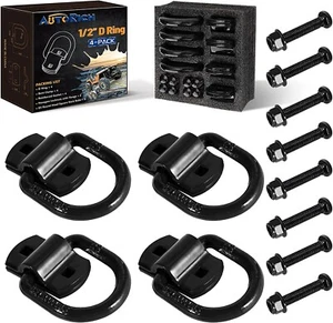 AutoRich 1/2" Tie Down D Ring Anchor for Trailers | EASY INSTALL NO WELD ~ Black - Picture 1 of 7