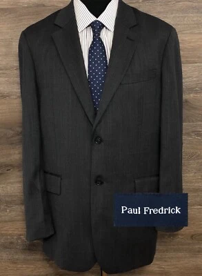 Chaqueta Abrigo Deportivo Paul Fredrick Para Hombre Gris Ojo de Pájaro Lana Dos Botones 40R Foto 1 de 4
