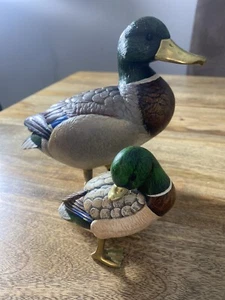 Vintage Elli Malevolti Brass & Wood Set Of 2 Duck Figurines Statue ITALY Signed - Picture 1 of 7
