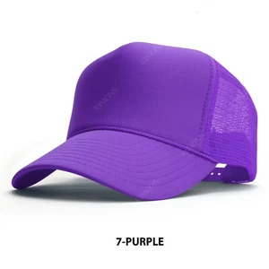 Trucker Hat Foam Mesh Baseball Cap Snapback Adjustable Plain Solid Men Hats Caps - Picture 1 of 64