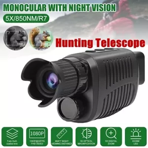 1080P Night Vision Monocular Binoculars 5x Digital Zoom 850nm Infrared Telescope - Picture 1 of 22