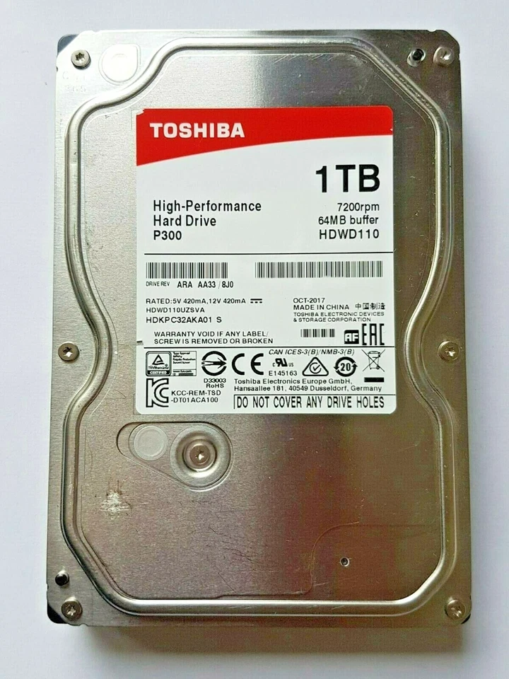 1 TB SATA Toshiba P300 High Performance HDKPC32AKA01 S HDWD110 7200rpm 64MB 3.5 - Image 1 of 1