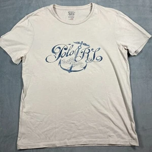 Polo Ralph Lauren Single Stitch Logo T-shirt Men Slim Fit L Tan Anchor - Picture 1 of 9