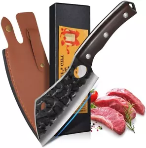 Butcher Knife Hand Forged Kitchen chef knife Serbian Meat Cleaver Slicing Knife - Picture 1 of 9