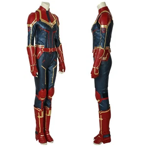 Captain Marvel Ms. Carol Danvers Cosplay Costume PU Leather Halloween - Picture 1 of 12