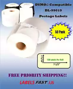 50 Rolls Postage Labels Mail Shipping Labels Dymo® Compatible LabelWriter® 99019 - Picture 1 of 1