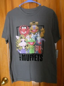 NWT Disney Store THE MUPPETS Mens Small Gray T Shirt, Kermit, Miss Piggy, Animal - Picture 1 of 2