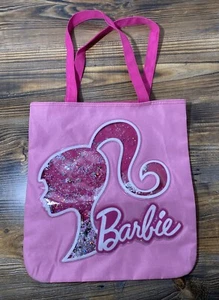Barbie Movie Logo Pink Purse Tote Hand Shoulder Bag Mattel  14”x13.5”  Glitter - Picture 1 of 6