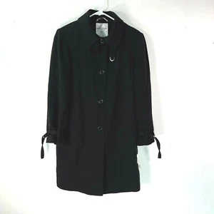 Larry Levine Sport Womens Long Sleeve Button Front Black Overcoat Jacket Size S - Picture 1 of 12