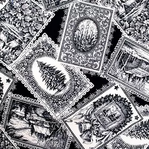 Traditions Moda Cotton Quilting Fabric Sentimental Studios Black 15891 FQ 18x22 - Picture 1 of 3